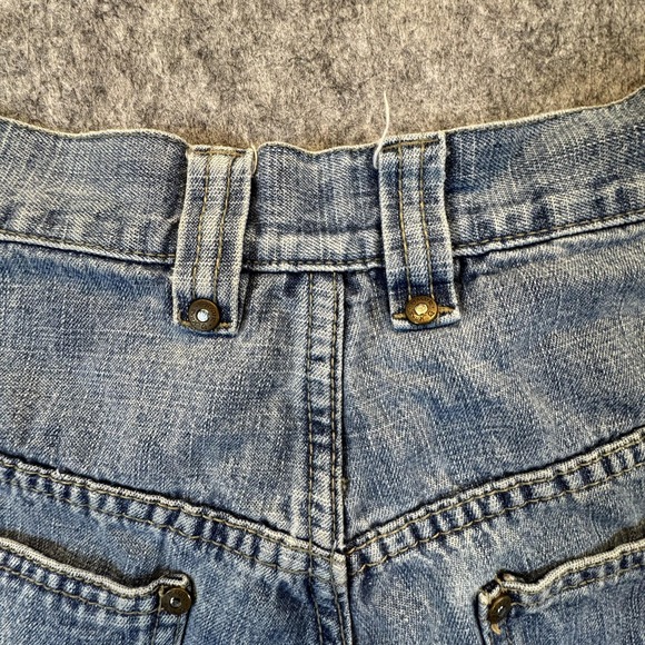 PJ Jeans Shorts Mens 36 Blue Denim Bermuda Relaxed Fit Distressed 94 Patches - Picture 11 of 16